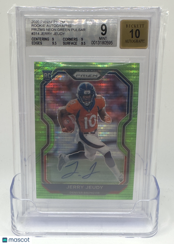 Graded 2020 Panini Prizm Green #314 Jerry Jeudy Auto BGS 9 Auto 10