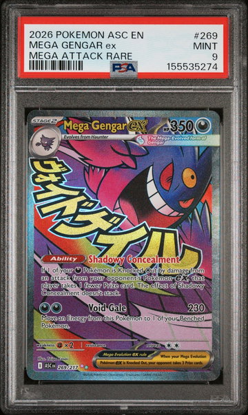2026 Pokemon Mega Evolution Ascended Heroes Mega Attack Rare Mega Gengar Ex #269 PSA 9