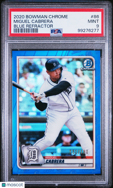 2020 Bowman Chrome Miguel Cabrera #86 Blue Refractor PSA 9