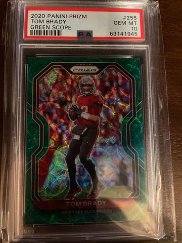 2020 prizm Tom Brady Green Scope Psa 10