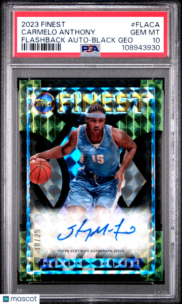 2023 Topps Finest Flashback Autographs Carmelo Anthony #FLACA Black Geo /25 PSA 10