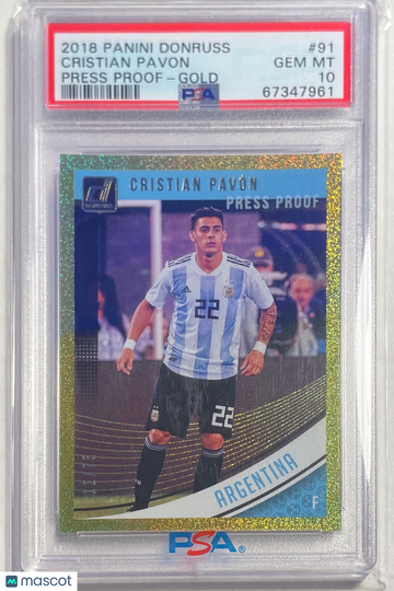 2018 Panini Donruss Cristian Pavon #91 Press Proof Gold PSA 10