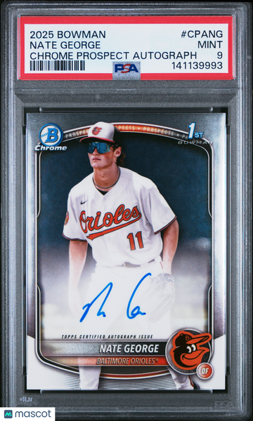 2025 Bowman Chrome Prospect Autographs Nate George #CPANG Rookie PSA 9
