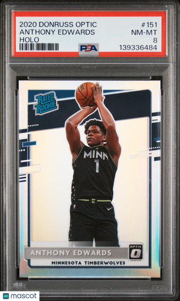 2020 Panini Donruss Optic Anthony Edwards #151 Holo Silver Prizm RC PSA 8