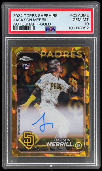 2024 Topps Chrome Sapphire Jackson Merrill Autograph Gold PSA 10