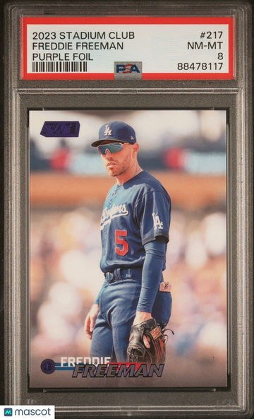 2023 Stadium Club Freddie Freeman #217 Purple Parallel/Variety PSA 8