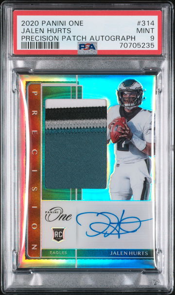 2020 Panini One 314 Jalen Hurts Precision Patch Autograph PSA 9 POP 3 None Higher