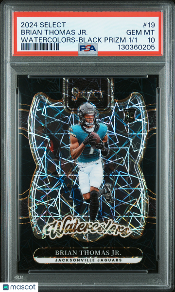 2024 Panini Select Watercolors Brian Thomas JR. #19 Black Prizm /1 PSA 10
