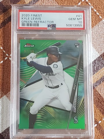 2020 Finest Kyle Lewis Green Refractor  97/99  Psa 10