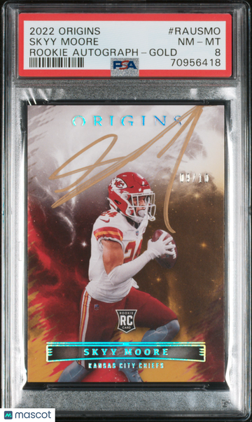 2022 Origins Skyy Moore #RAUSMO Rookie Auto Gold /10 PSA 8