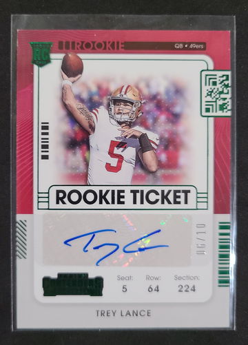 Trey Lance 2021 Panini Contenders Autograph Emerald Variation /10