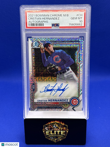 2021 Bowman Chrome Cristian Hernandez #BCMA-CH Prospect Autographs Mojo Refractor AU PSA 10