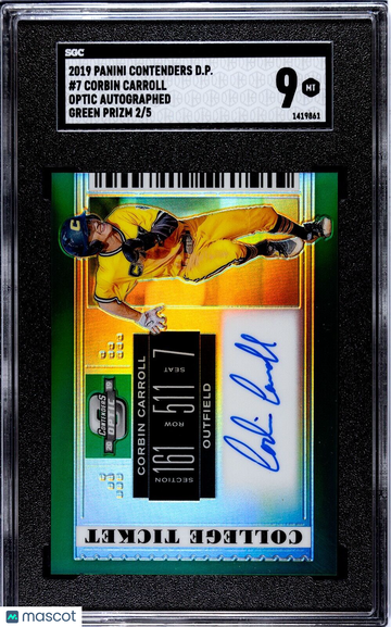 2019 Panini Contenders Corbin Carroll #7 Green Prizm Rookie SGC 9