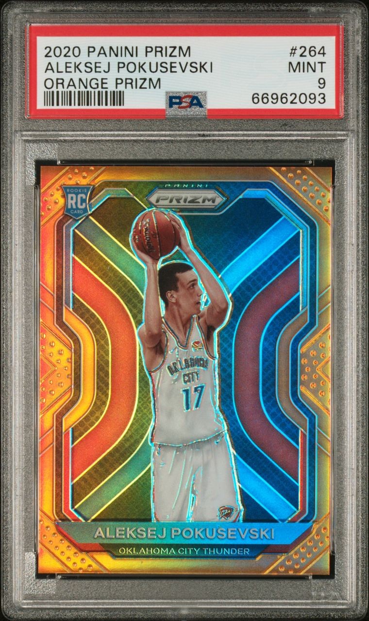 2020 Panini Prizm Aleksej Pokusevski Orange Prizm #/49 - PSA 9