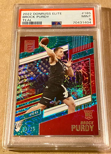 2022 Donruss Elite BROCK PURDY Teal #03/25 PSA 9 Mint