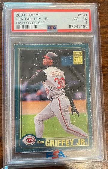KEN GRIFFEY JR 2001 TOPPS BASEBALL EMPLOYEE SET #593 PSA 4 CINCINNATI REDS