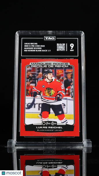 2022 O-Pee-Chee Lukas Reichel #543 Red Border Blank Back /1 Short Print Parallel/Variety Rookie TAG 9