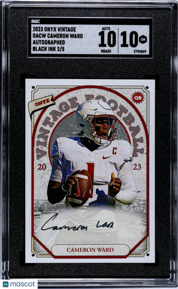 2023 Onyx Vintage Cameron Ward #OACW Autograph Black Ink SGC 10 Auto 10