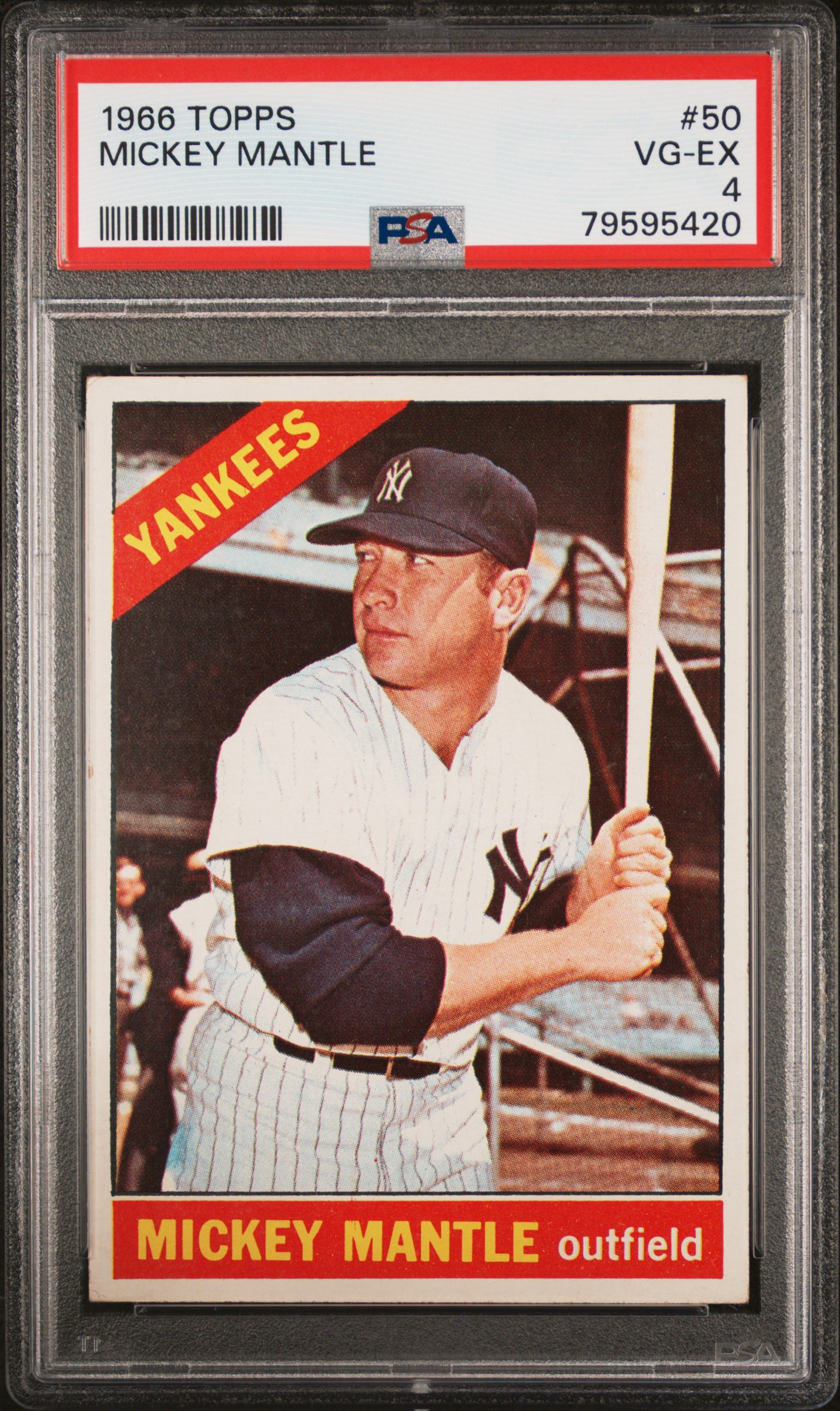 1966 Topps  #50 Mickey Mantle  PSA 4