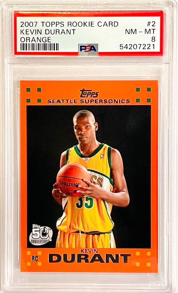 2007 Topps Rookie Card Kevin Durant Orange #2 PSA 8 NM-MT