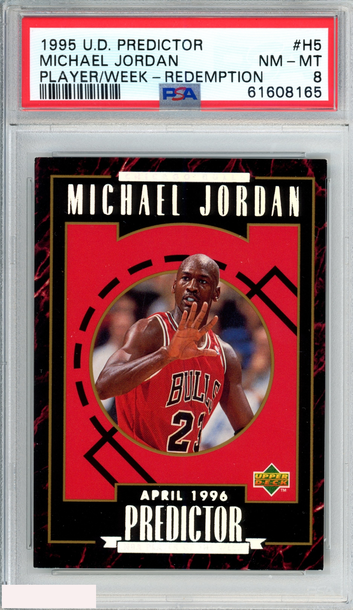 1995 UPPER DECK PREDICTOR PLAYER OF WEEK MICHAEL JORDAN #H5 REDEMPTION PSA 8