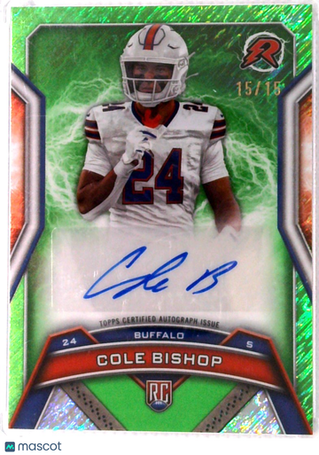 2025 Topps Resurgence Rookie Signatures Cole Bishop RC Auto Green #RRS-CB /15 Buffalo Bills