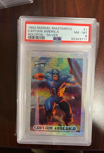 1994 Marvel Masterpieces Captain America Holofoil Silver PSA 8