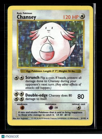 1999 Base Set Chansey Holo Rare #3/102
