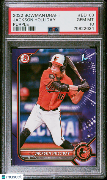 2022 Bowman Draft Jackson Holliday #BD168 Purple PSA 10