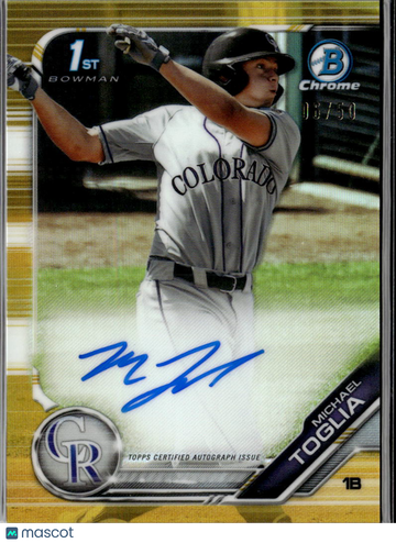 2019 Bowman Chrome Michael Toglia #CDA-MT Gold Refractor /60 1st Bowman