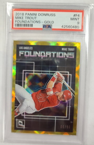 Mike Trout 2018 Donruss Foundations Gold /99 PSA 9