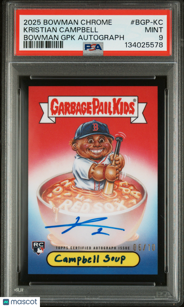 2025 Bowman Chrome Bowman GPK Autographs Kristian Campbell #BGP-KC /10 PSA 9