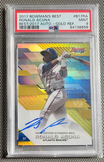 2017 Bowmans Best #B17-RA Ronald Acuna Jr. GOLD Refractor Rookie Auto #31/50!!