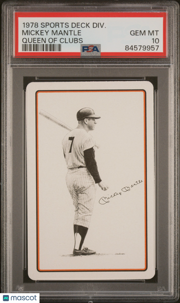 1978 Sports Deck Divison Mickey Mantle PSA 10 - Yankees - HOF - Queen of Clubs