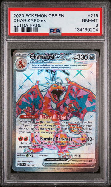 2023 Pokemon Scarlet and Violet Obsidian Flames Ultra Rare Charizard Ex #215 PSA 8