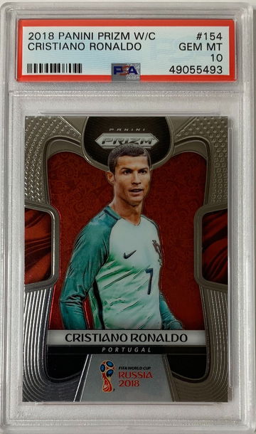 2018 Panini Prizm W/C Cristiano Ronaldo PSA 10 Gem Mint #154