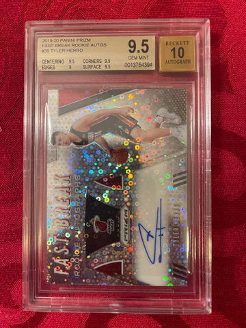 2019-20 Tyler Herro BGS 9.5/10 Prizm Fast Break Auto RC Rookie