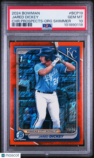 2024 Bowman Chrome Prospects Jared Dickey #BCP19 Org Shimmer PSA 10
