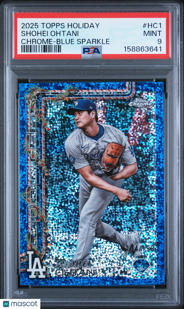 2025 Topps Holiday Shohei Ohtani #HC1 Chrome Blue Sparkle PSA 9