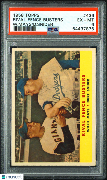 1958 Topps Rival Fence Busters #436 W. Mays D. Snider PSA 6