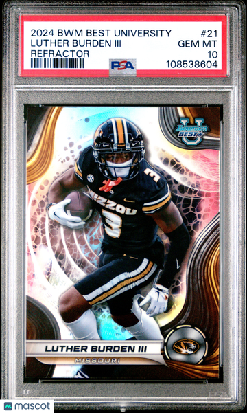 2024 Bowman Best University Luther Burden III #21 Refractor Rookie PSA 10
