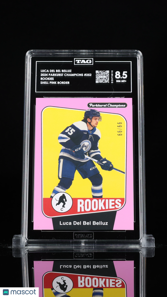 2024 Parkurst Champions Luca Del Bel Belluz #252 Shell Pink Border TAG 8.5