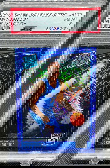 PSA 9 2018 Panini Donruss Optic #177 Luka Doncic Blue Velocity Rookie RC