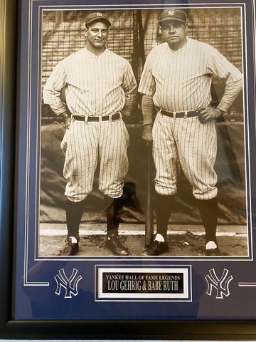 Lou Gehrig & Babe Ruth New York Yankees Hall of Fame Legends Photo Framed