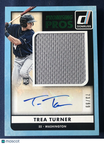 TREA TURNER 2016 Donruss Promising Pros Jumbo Patch AUTO GREEN Parallel #73/99