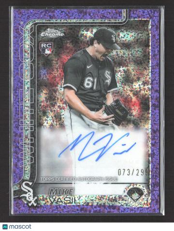2025 Topps Chrome Mike Vasil #AC-MVA Purple Speckle Refractor /299 RC
