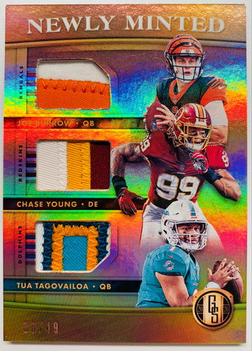 2020 Panini Gold Standard Joe Burrow/Tua/Chase Young Newly Minted Patch Rookie 36/49 #MMT4