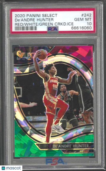 2020 Panini Select De'andre Hunter #242 Red White Green Crkd. Ice PSA 10