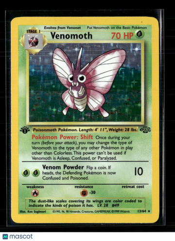 1999 Jungle Venomoth Holo Rare 1st Edition #13/64