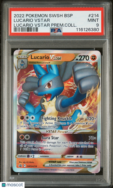 2022 Pokemon Swsh Black Star Promo Lucario VSTAR Lucario VSTAR Prem.Coll. PSA 9 #214